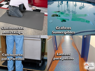 Gráficos Sumergibles, Colchonetas Anti-Fatiga, Colchonetas para Parrillas, Lienzos para PAsillo | Producto Terminado Impreso para Piso en PVC | ACPI | Ac Plastic Innovations